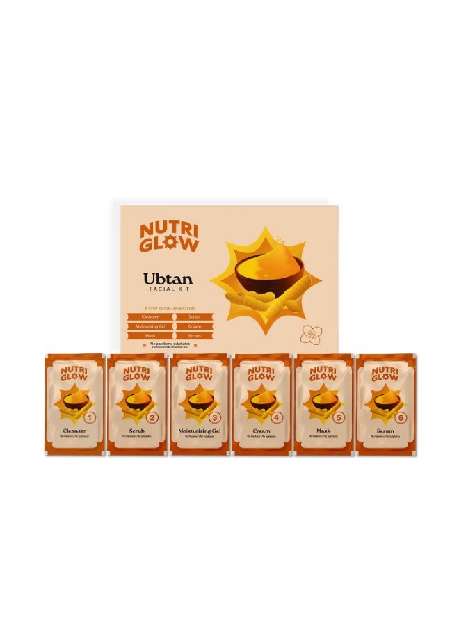 NutriGlow NATURAL'S Ubtan Facial Kit For Glowing Skin, Tan Removal With Haldi & Chandan, 60gm - Image 1