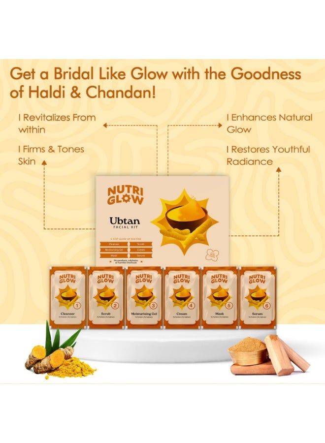 NutriGlow NATURAL'S Ubtan Facial Kit For Glowing Skin, Tan Removal With Haldi & Chandan, 60gm - Image 3