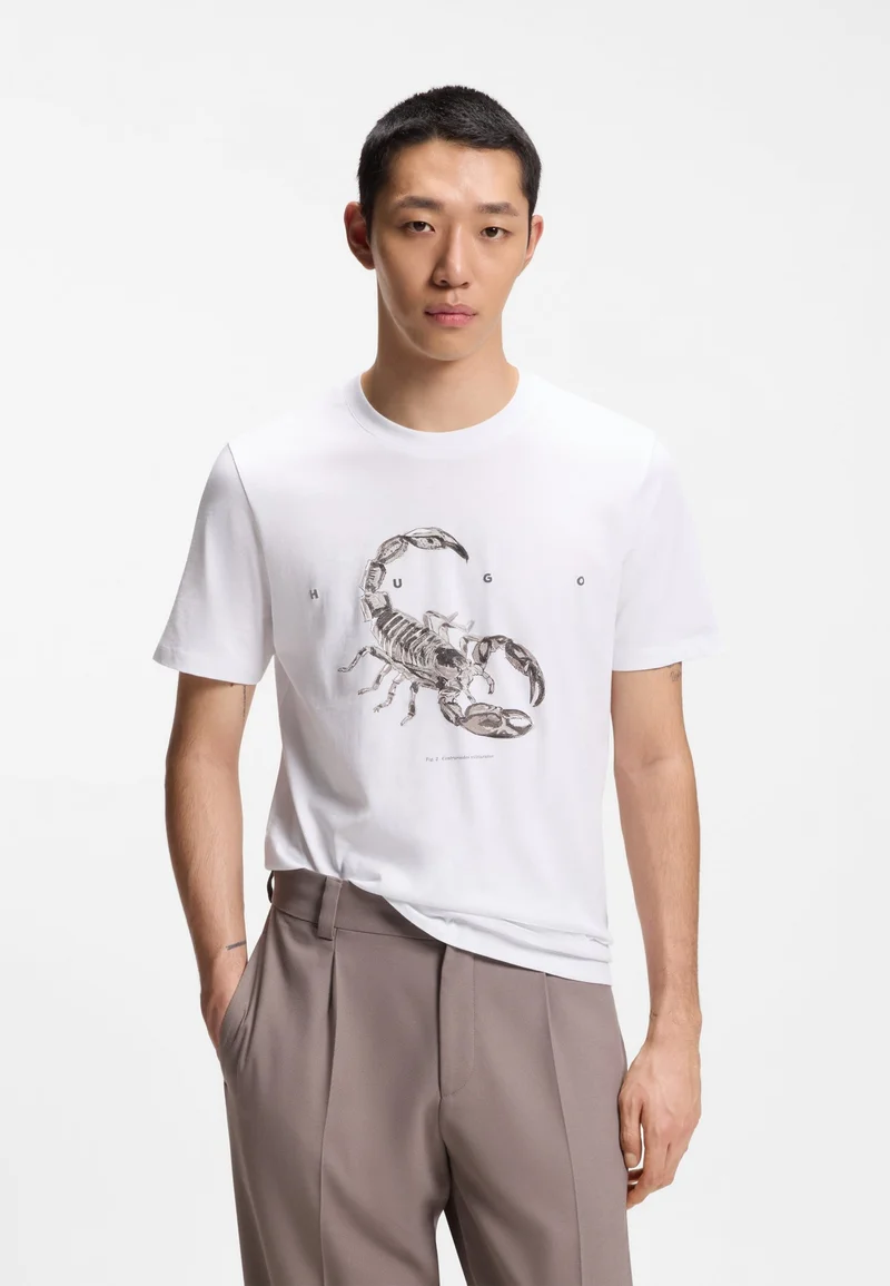 هوجو Cotton-jersey T-shirt with spaced-out logo