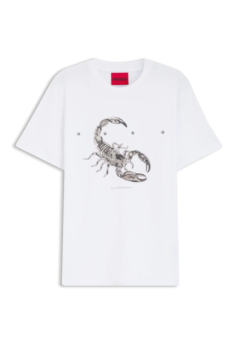 HUGO White Cotton-jersey T-shirt with spaced-out logo for Men | Best Price UAE