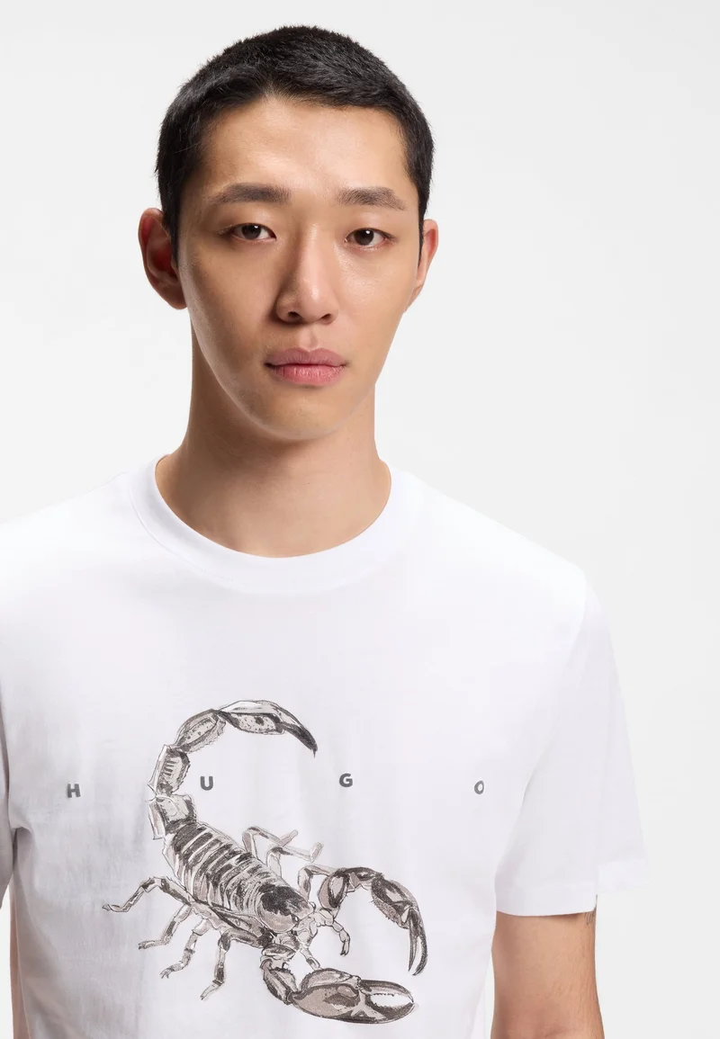 HUGO White Cotton-jersey T-shirt with spaced-out logo for Men | Best Price UAE