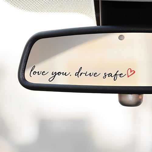 TIIMGCOO 3X Love You Drive Safe Car Mirror Sticker Cute Car Decals for Women Mom Rear View Mirror Decal Affirmation Stickers Valentines Day Gifts for Her Him Black - Image 1