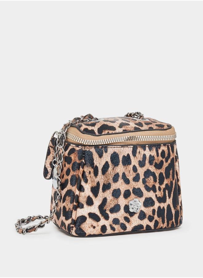 Styli - Leopard Print Crossbody Bag with Chain Strap - Image 1
