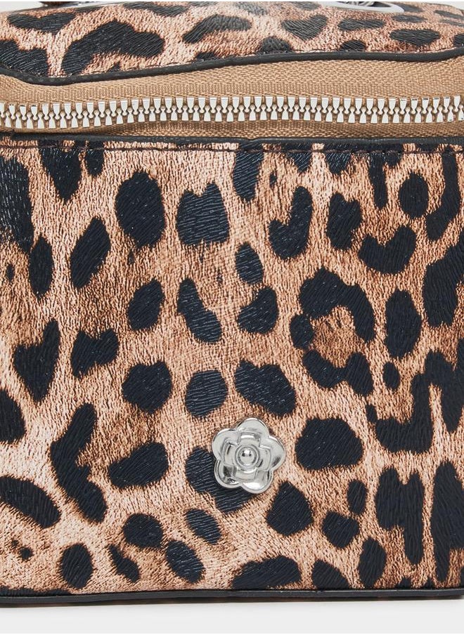 Styli - Leopard Print Crossbody Bag with Chain Strap - Image 1