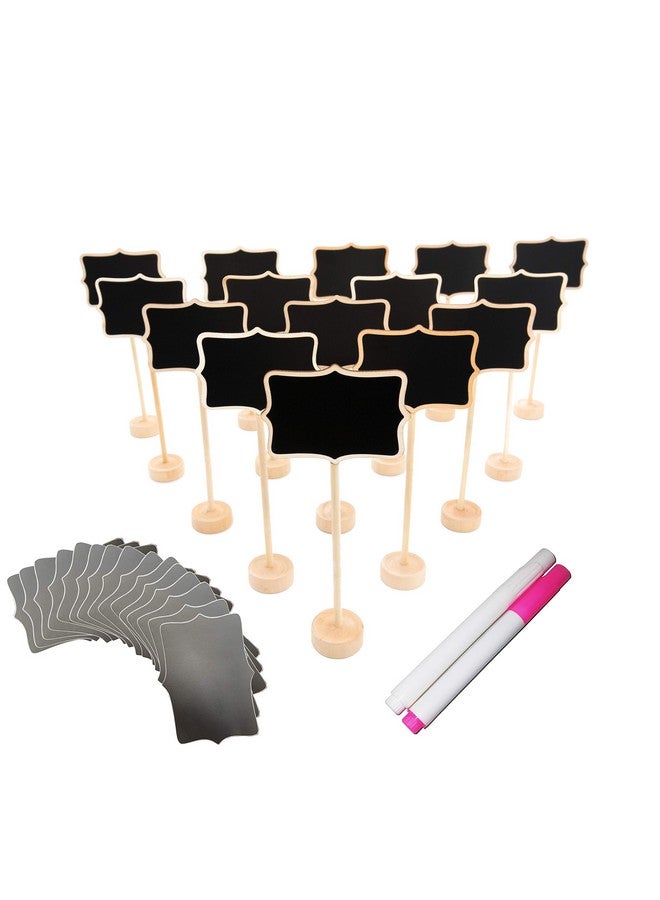 DSTELIN 15 Pack Wood Mini Chalkboard Signs (Water-Based Chalk And Replacement Stickers Are Included) Small Rectangle Chalkboards Blackboard For Weddings, Message Board Signs And Special Event Decorations  - Image 1