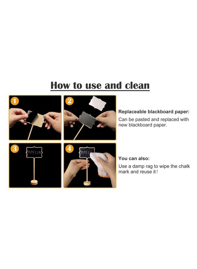 DSTELIN 15 Pack Wood Mini Chalkboard Signs (Water-Based Chalk And Replacement Stickers Are Included) Small Rectangle Chalkboards Blackboard For Weddings, Message Board Signs And Special Event Decorations  - Image 3