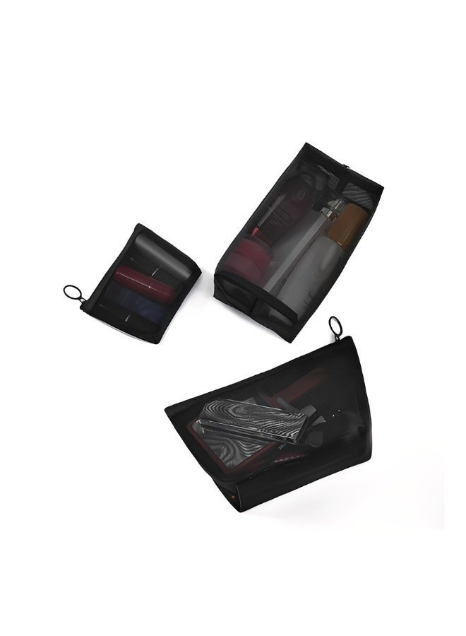 3 Pieces Cosmetic Bag Makeup Bags Mesh Zipper Pouch for Office or Travel Accessories Organizers for Small Items Makeup Lipstick Toiletries Pencil - Image 2