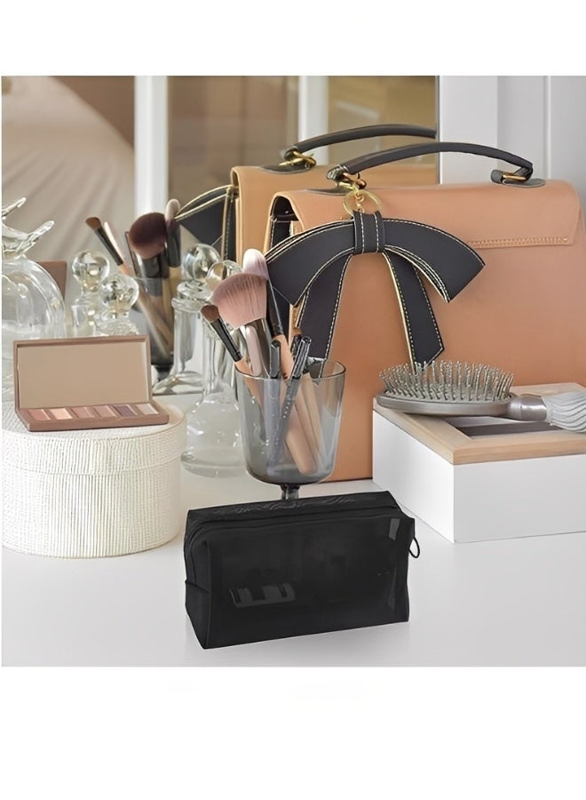 3 Pieces Cosmetic Bag Makeup Bags Mesh Zipper Pouch for Office or Travel Accessories Organizers for Small Items Makeup Lipstick Toiletries Pencil - Image 3