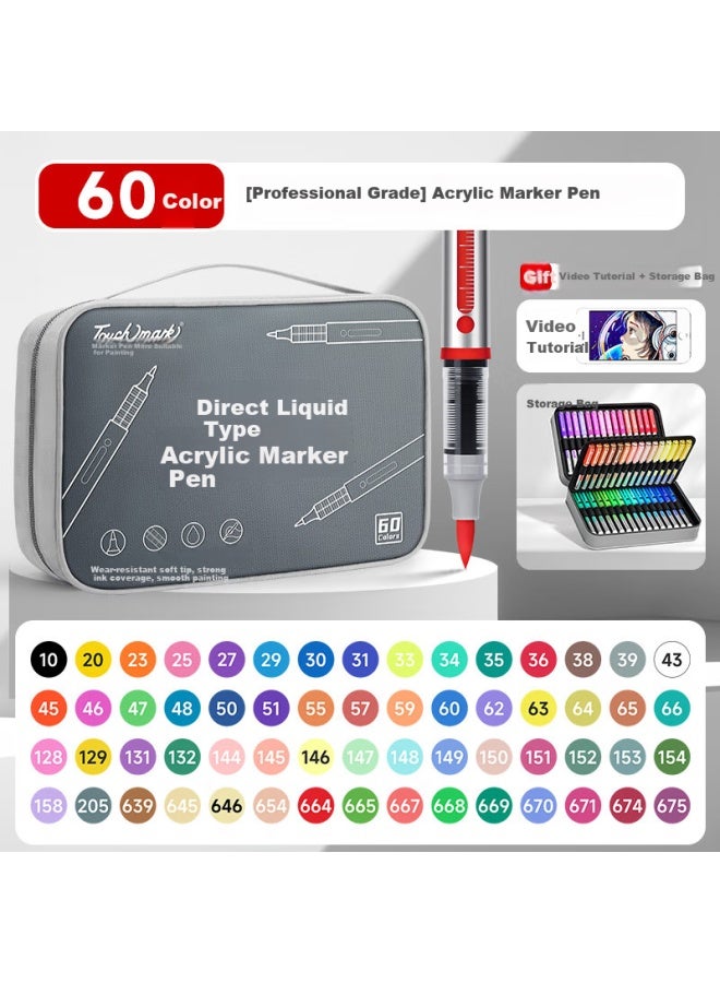 Touch Mark Touchmark Dual Tip Acrylic Marker Set, 60 Colors Large Capacity Watercolor Brush Pen With Canvas Bag, Blendable Ink, Non-toxic, Ideal For Students, Children, Birthday, Back To School Gift - Image 3