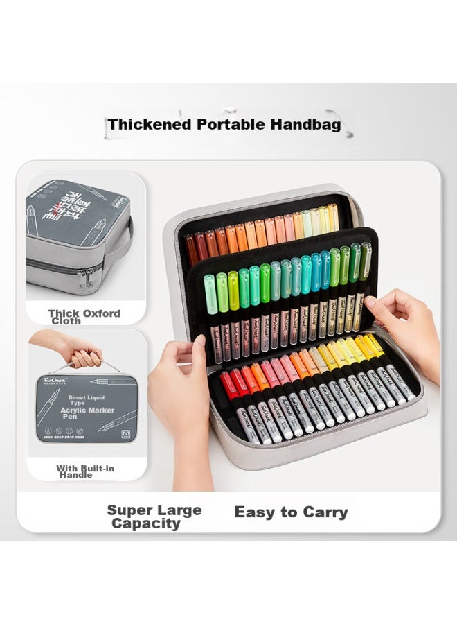 Touch Mark Touchmark Dual Tip Acrylic Marker Set, 60 Colors Large Capacity Watercolor Brush Pen With Canvas Bag, Blendable Ink, Non-toxic, Ideal For Students, Children, Birthday, Back To School Gift - Image 4