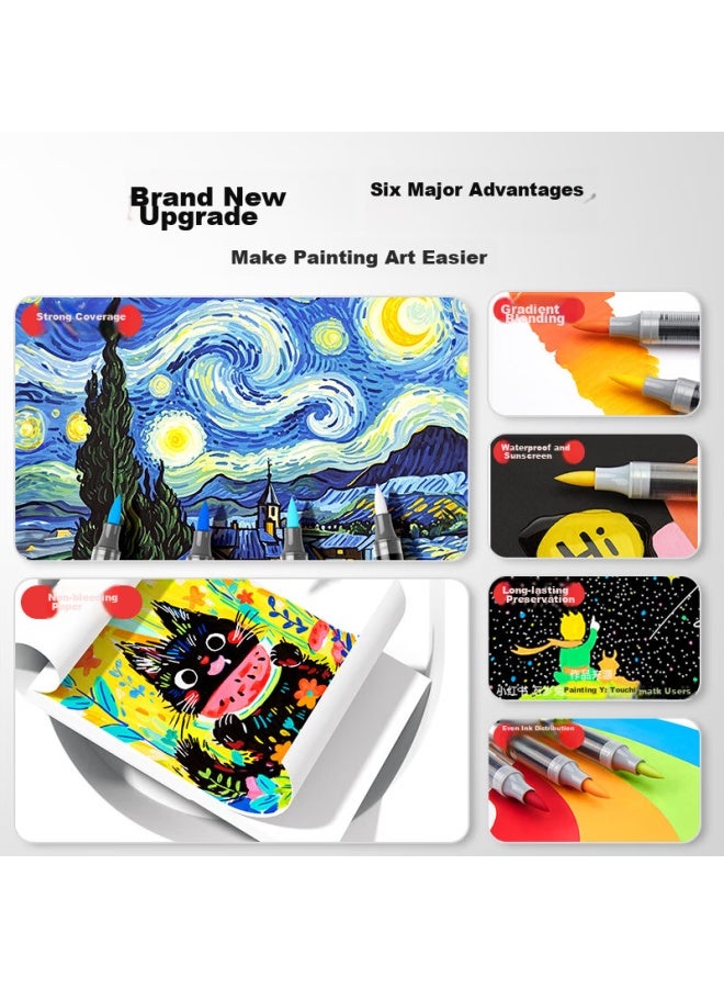 Touch Mark Touchmark Dual Tip Acrylic Marker Set, 60 Colors Large Capacity Watercolor Brush Pen With Canvas Bag, Blendable Ink, Non-toxic, Ideal For Students, Children, Birthday, Back To School Gift - Image 2