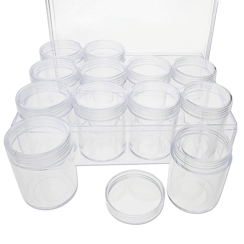 DARKNESS 12pcs Bead Organizers in A Clear Plastic Box Clear Storage Organizer Box 75 x 5 x 2 inches Includes 12 Small Containers with lids 15 x 2 inches Bead Holder - Image 1