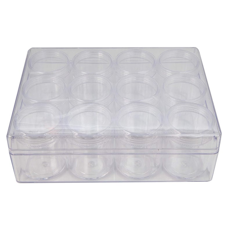 DARKNESS 12pcs Bead Organizers in A Clear Plastic Box Clear Storage Organizer Box 75 x 5 x 2 inches Includes 12 Small Containers with lids 15 x 2 inches Bead Holder - Image 3