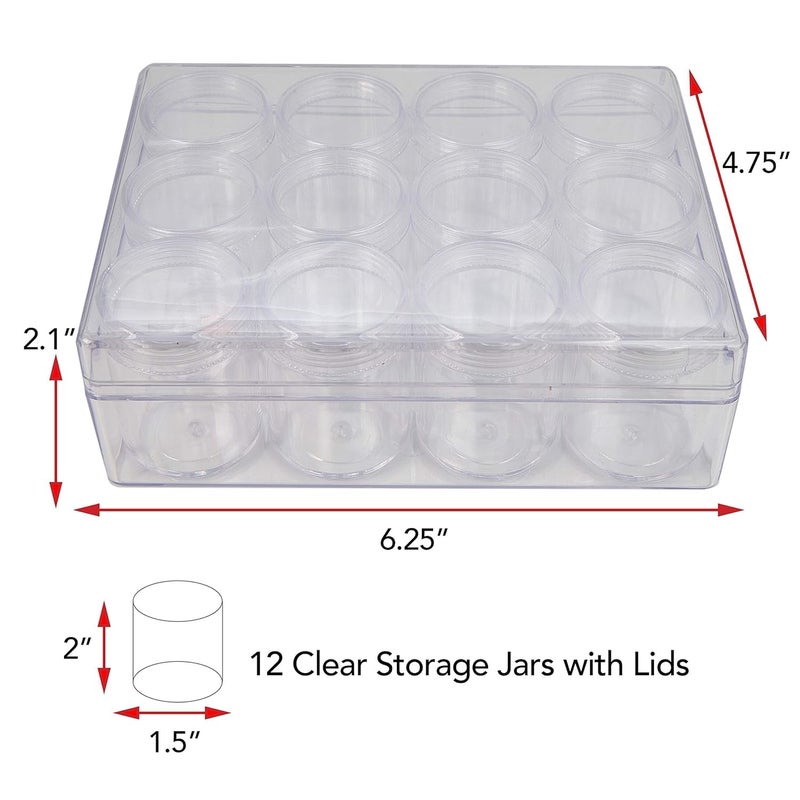 DARKNESS 12pcs Bead Organizers in A Clear Plastic Box Clear Storage Organizer Box 75 x 5 x 2 inches Includes 12 Small Containers with lids 15 x 2 inches Bead Holder - Image 5