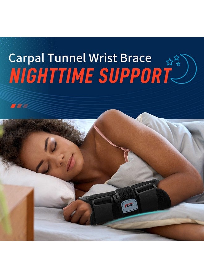 FEATOL 2 Pack Wrist Brace for Carpal Tunnel Relief, Adjustable Wrist Support Brace with Metal Splints Both Hands, Small/Medium, Hand Support for Arthritis, Tendonitis, Sprain, Injuries, Wrist Pain, Right and Left - Image 1