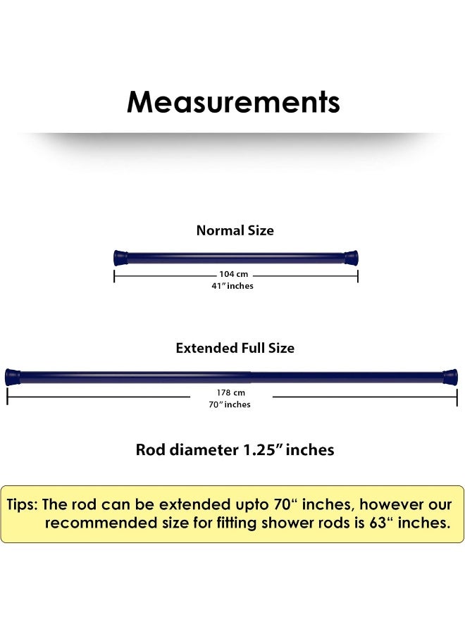 Story@Home Story@Home Adjustable-Length Shower Curtain Tension Rod, 41-70 inches, Rustproof Metal, Lightweight, Blue - Perfect for Easy Installation and Stylish Bathroom Decor. - Image 5