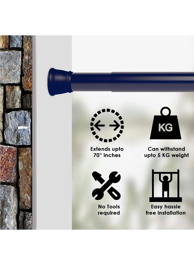 Story@Home Story@Home Adjustable-Length Shower Curtain Tension Rod, 41-70 inches, Rustproof Metal, Lightweight, Blue - Perfect for Easy Installation and Stylish Bathroom Decor. - Image 3