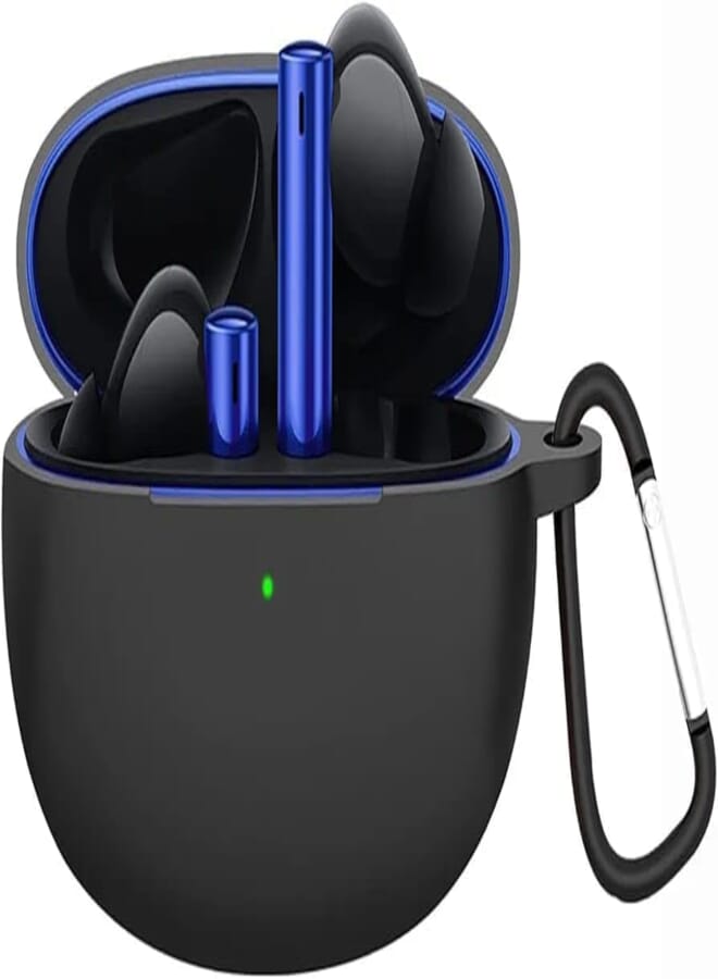 Next Next Store Silicone Case Compatible with Realme Buds Air 3 Neo, with Keychain Strap, Integrated Protection, Attractive Design, Perfect for Daily Use(Black)