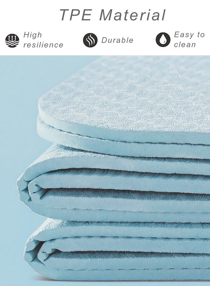 سجادة يوجا قابلة للطي - سجادة تمارين غير قابلة للانزلاق من مادة TPE عالية الجودة، مقاس 183×61×0.6 سم، سطح مضاعف الملاءمة لتمارين البيلاتس واللياقة والتمارين المنزلية (أزرق) - Image 4