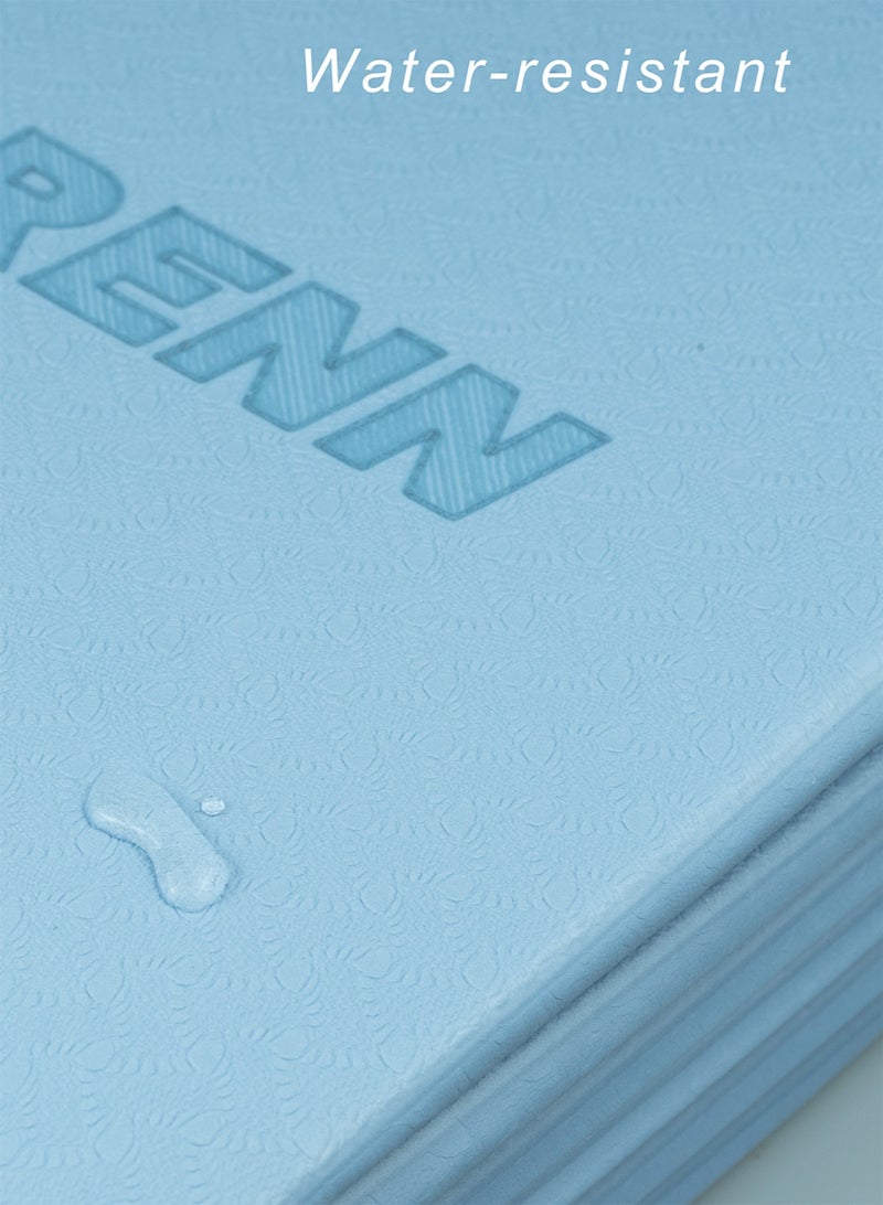 سجادة يوجا قابلة للطي - سجادة تمارين غير قابلة للانزلاق من مادة TPE عالية الجودة، مقاس 183×61×0.6 سم، سطح مضاعف الملاءمة لتمارين البيلاتس واللياقة والتمارين المنزلية (أزرق) - Image 5