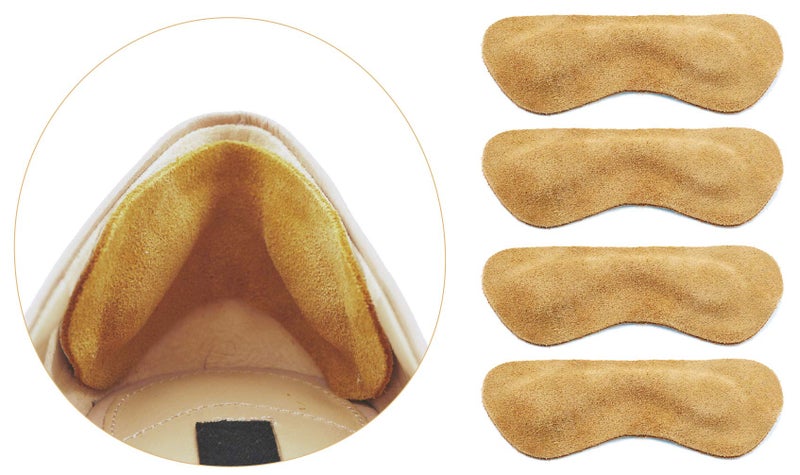SPACE LION Premium Leather Heel Grips Liner Cushions Inserts for Shoes Too Big, Heel Pads for Heel Pain,Filler Protect Improved Women Men Shoe Fit and Comfort, Khaki,3 Pairs (0.35 inch Thicker) - Image 1