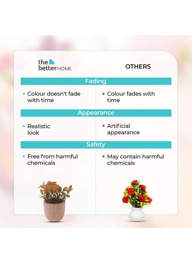 The Better Home Artificial Plants for Home Decor with Pot | 19 CM Long | Peach Dahlia | Aesthetic Room Decor Items for Living Room, Bedroom | Fake Plants for Office, Reception, Tabletop, Shelves - Image 5