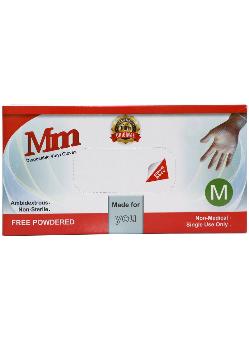 Multi Purpose Disposable Vinyl Powder Free Gloves Medium Size - Image 2