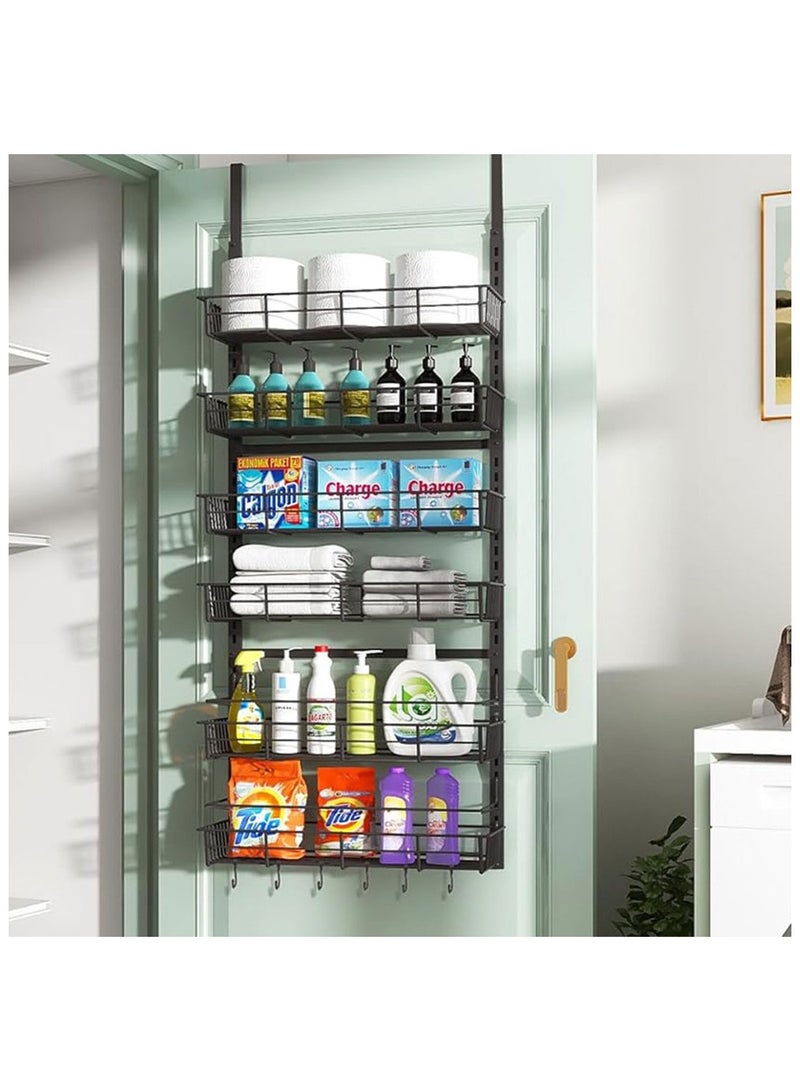 كول بيبي منظم باب مخزن متعدد الطبقات فوق الباب، منظم باب مخزن معدني شديد التحمل مع 6 سلال - Image 3