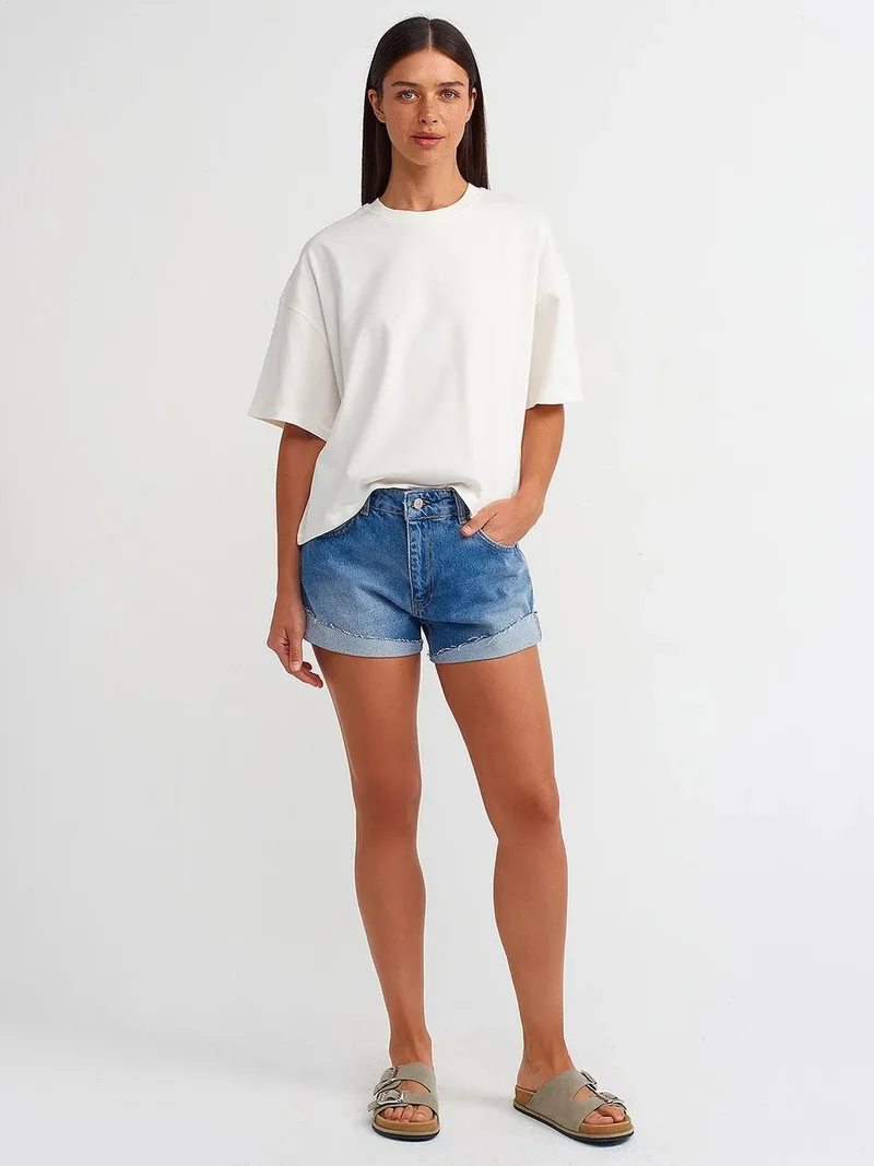 Dilvin DILVIN Oversized Cotton Crew Neck T-Shirt