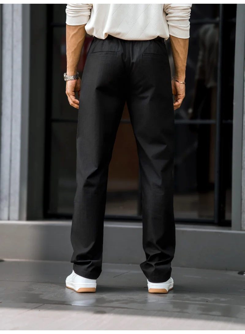 Maniac Maniac Mens Solid Black Cotton Trackpant