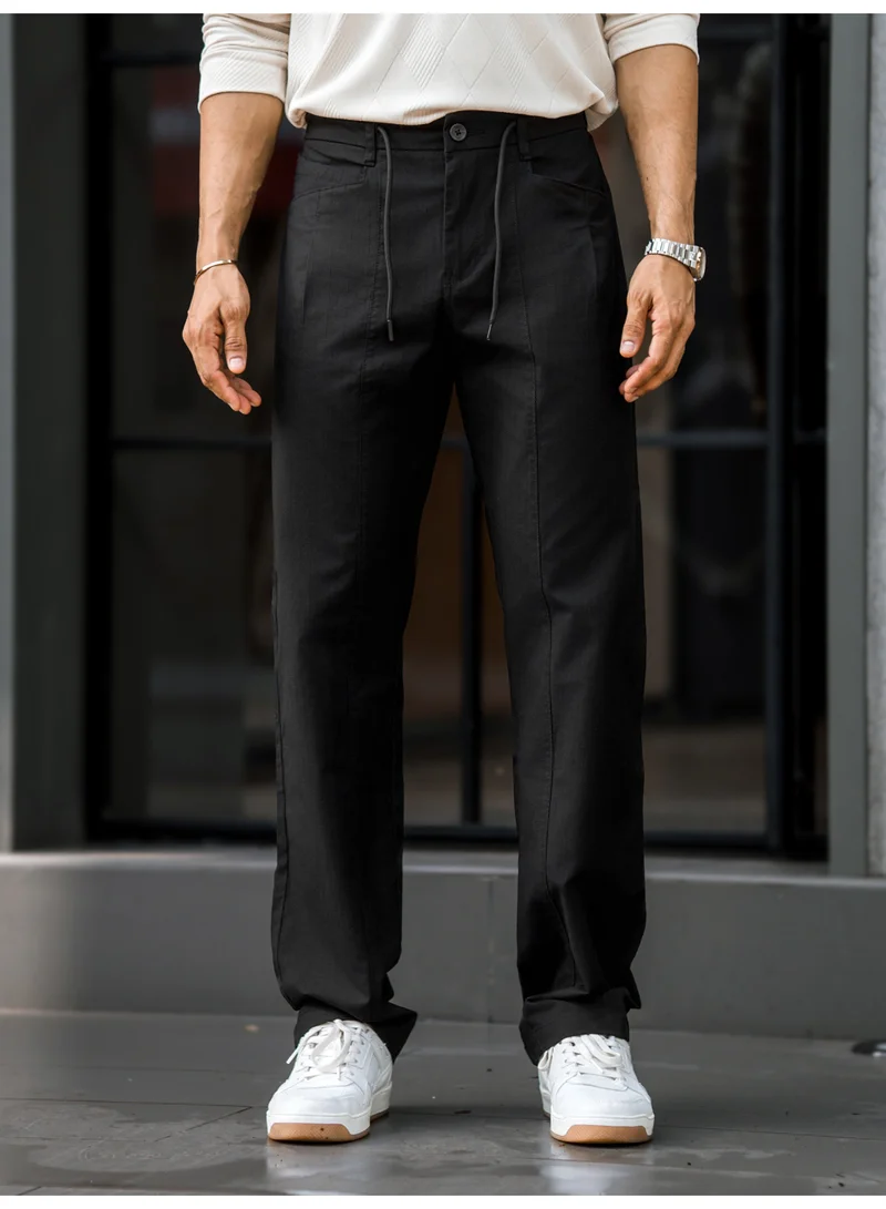 Maniac Maniac Mens Solid Black Cotton Trackpant