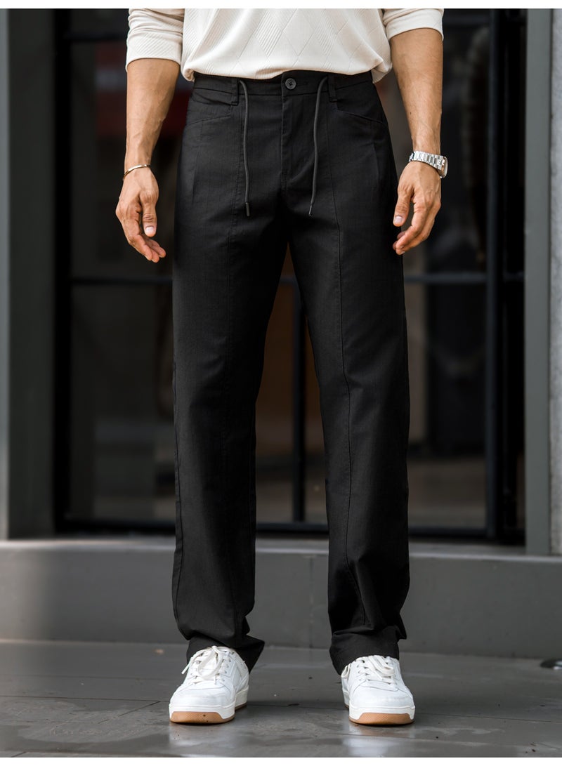 Maniac Mens Solid Black Cotton Trackpant - Image 3