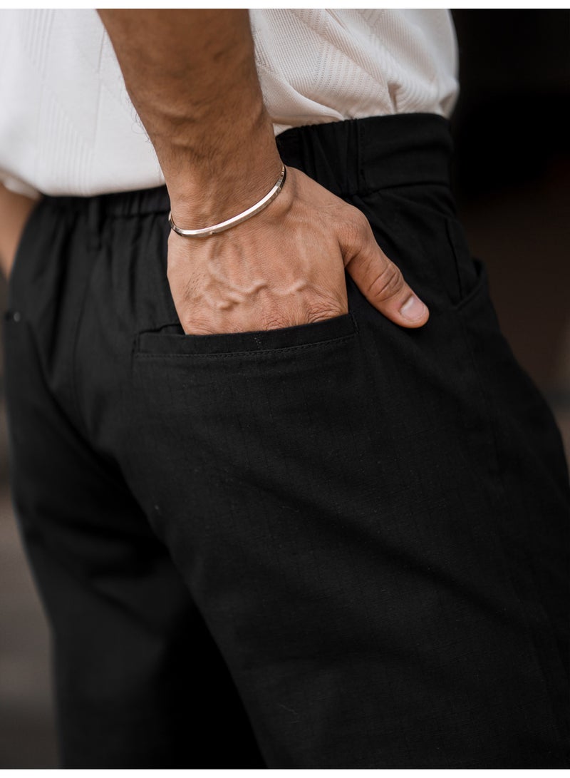 Maniac Mens Solid Black Cotton Trackpant - Image 4