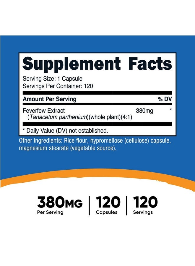 Nutricost Feverfew Capsules 380mg, 120 Capsules, Vegetarian Friendly, Non-GMO & Gluten Free - Image 2