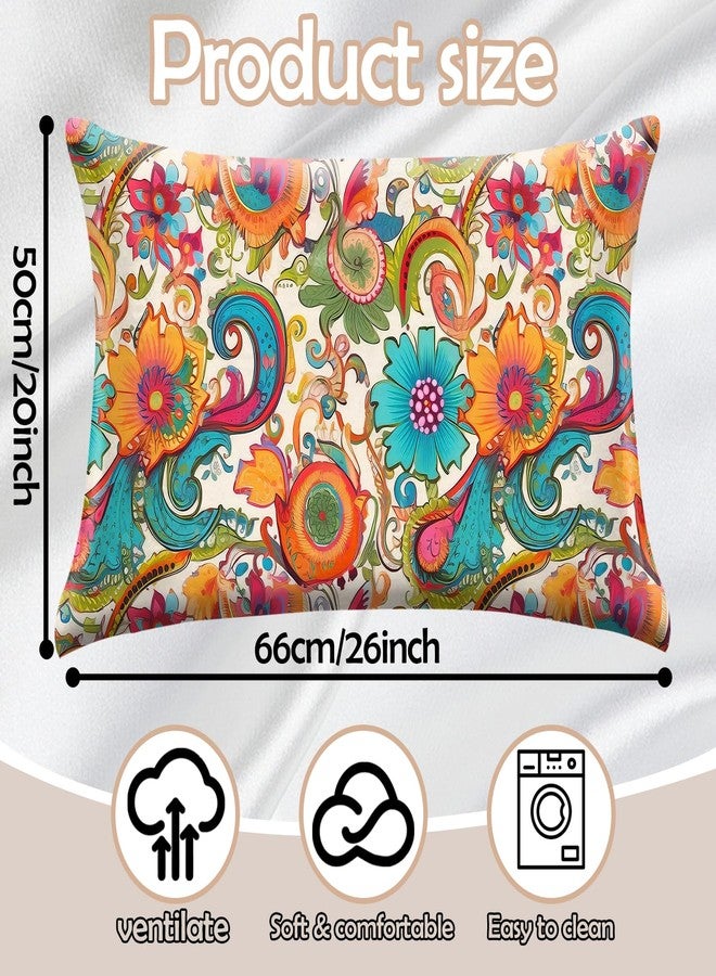 GABraden Microfiber Pillow Cases 2PCS,Floral Print Pattern Pillow Cover Set with Hidden Zipper,Lightweight and Breathable,Standard Size 20"X 26" Pillow case (09-Bohemian Flower) - Image 3