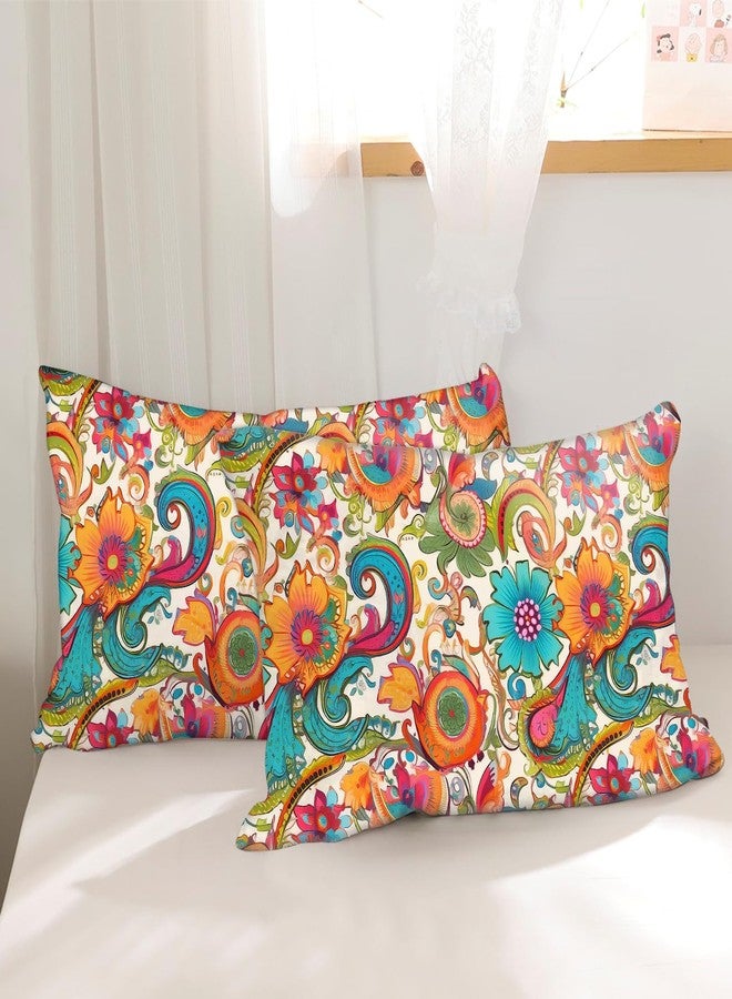 GABraden Microfiber Pillow Cases 2PCS,Floral Print Pattern Pillow Cover Set with Hidden Zipper,Lightweight and Breathable,Standard Size 20"X 26" Pillow case (09-Bohemian Flower) - Image 2