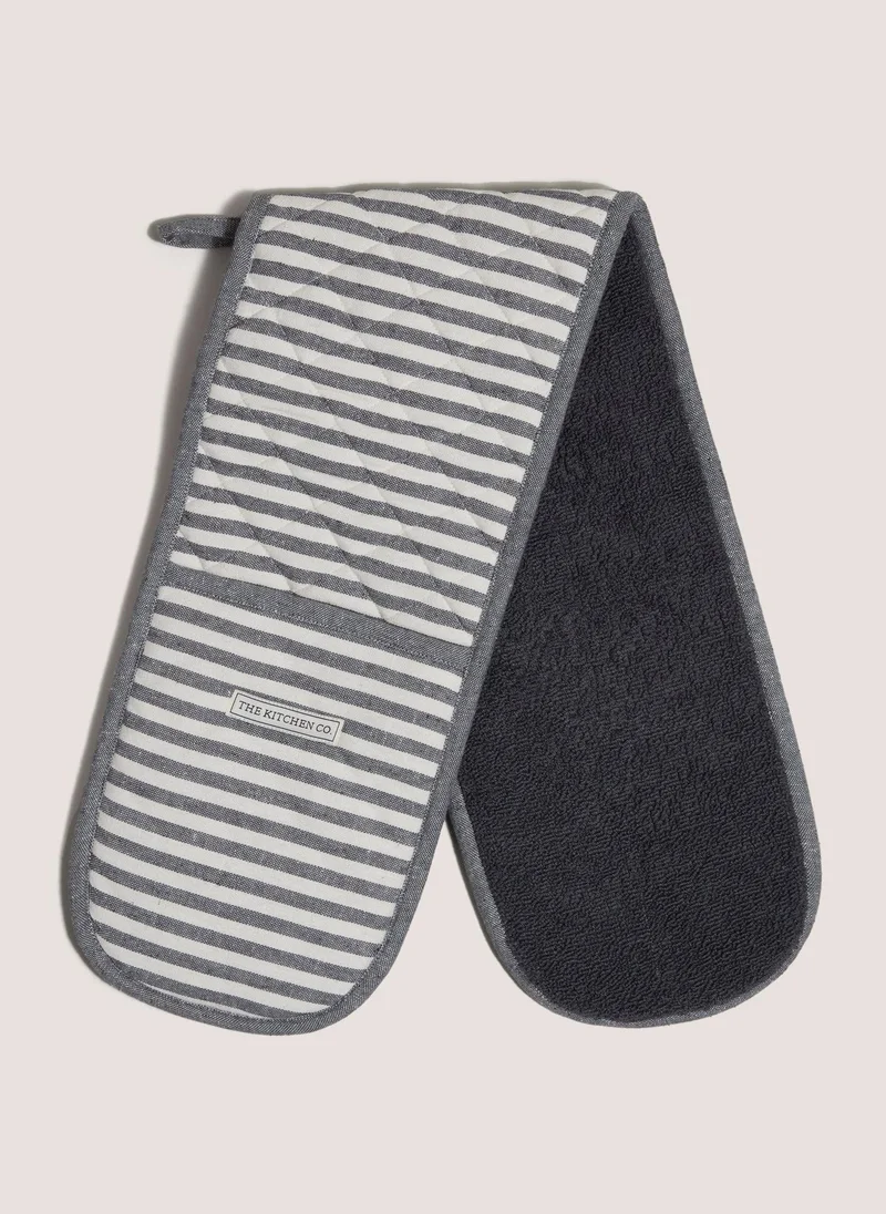 Matalan Kitchen Co Grey Stripy Oven Gloves