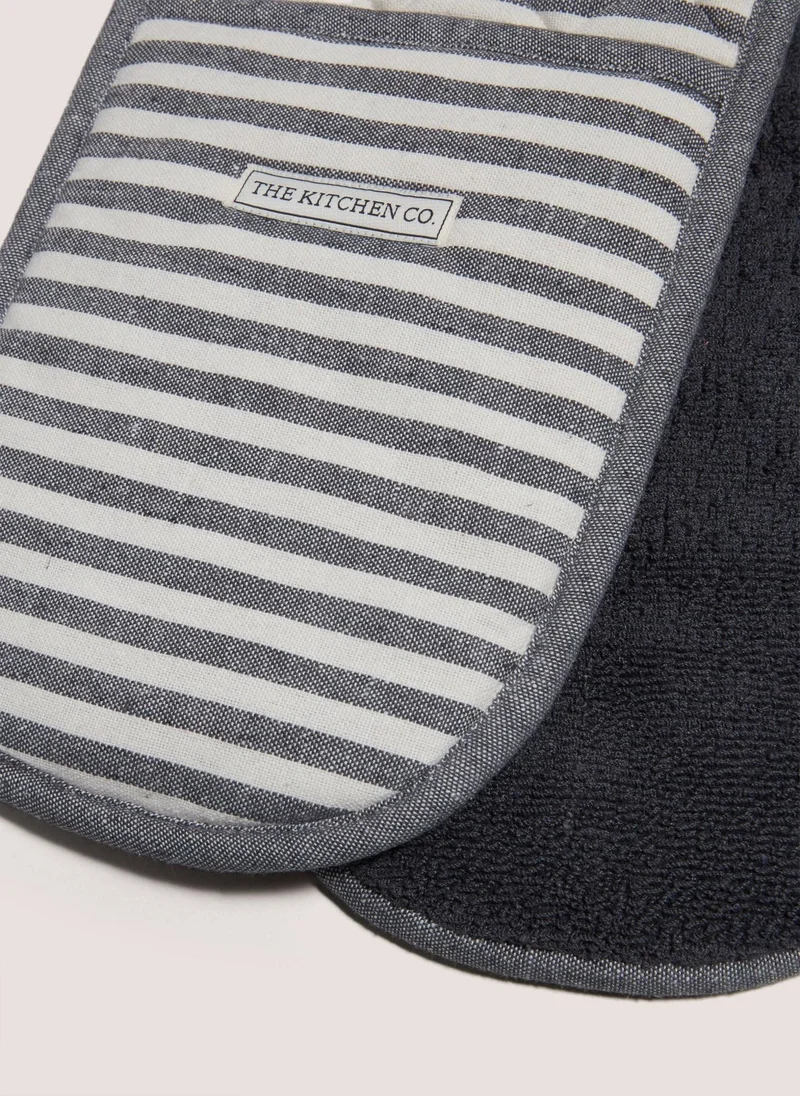 Matalan Kitchen Co Grey Stripy Oven Gloves