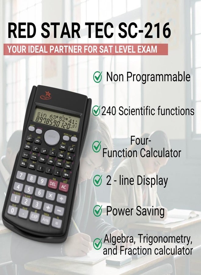 Red Star Tec Scientific Calculator SC-216 - GCSE & A Level School Calculator for Students Scientific Non Graphing Calculator Suitable for Business Use - Image 2