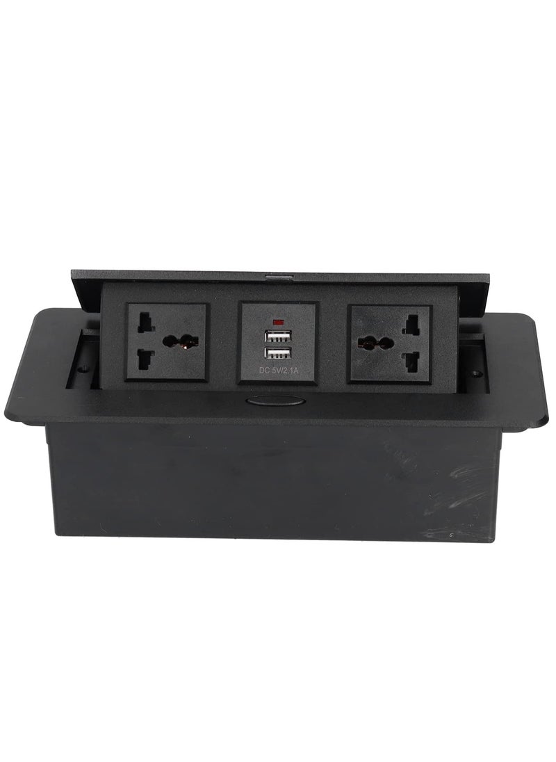 Next Life - Desk Strip Hub Power Outlet LED Receptacle IP40 Protection Grade 250V 16A Dual USB Table Pop Up Socket Connection Box for Office and Home - Image 1