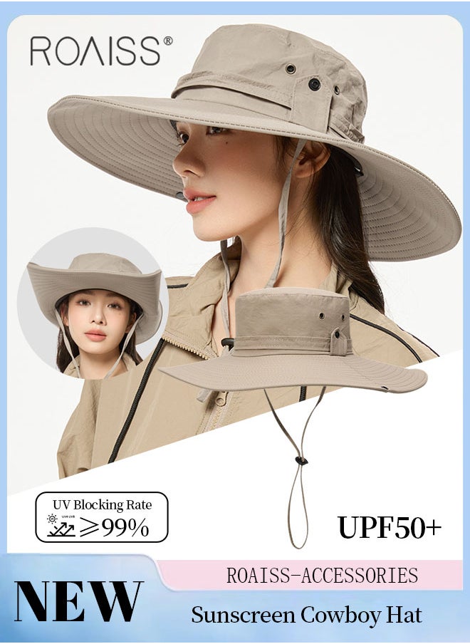 Women's Wide Brim Fishing Cap with Windproof Rope Outdoor Camping Adventure Quick Dry Breathable Sunscreen Bucket Hat Cowboy Hat Two Ways to Wear - pzsku/ZDC0C15CEAEA3FD91EF4AZ/45/_/1720430621/d19394e1-3a29-423b-9308-753fb151f59b