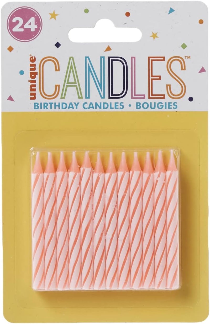 Unique Stripes Party Candles 25 Pink - Image 1
