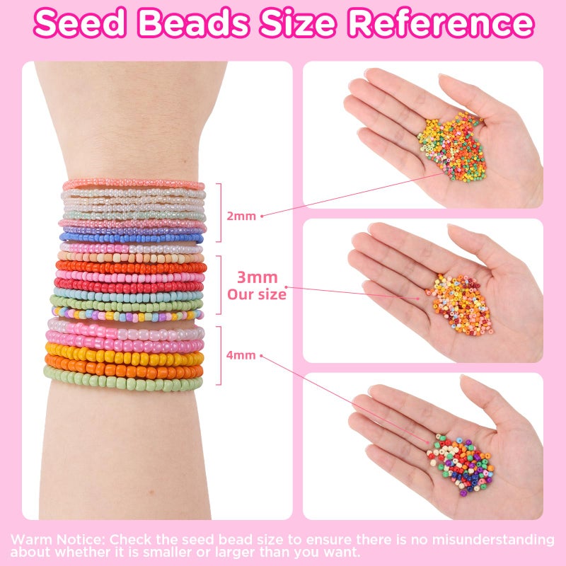 Funtopia 3mm Seed Beads Matte, 39 Colors Frosted Seed Beads for Bracelet Making, Friendship Bracelet Beads for Girls Adults, Small Beads for Jewelry Making DIY Craft - Image 3