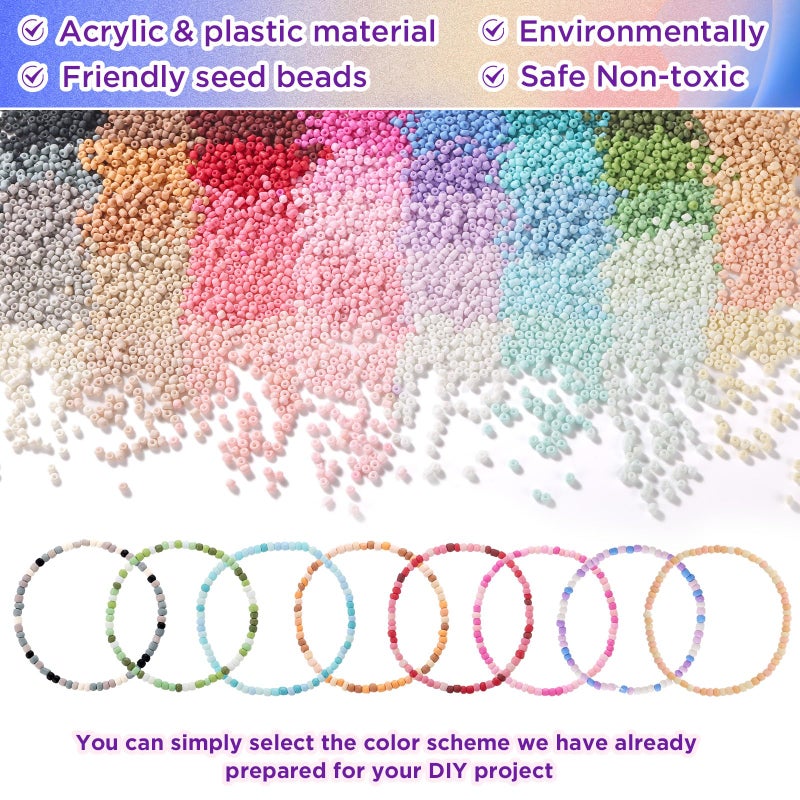 Funtopia 3mm Seed Beads Matte, 39 Colors Frosted Seed Beads for Bracelet Making, Friendship Bracelet Beads for Girls Adults, Small Beads for Jewelry Making DIY Craft - Image 2