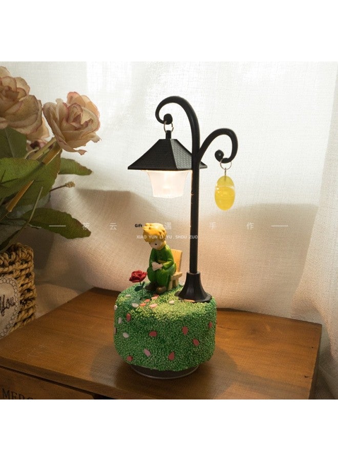 DIY Little Prince Night Light Music Box Material Pack Music Box For Girlfriend, Best Friend, Birthday Gift, Children's Gift-Color:DIY Star Hanging Light Music Box + Prince Sitting Chair + Flower (gift Bag) - Image 1