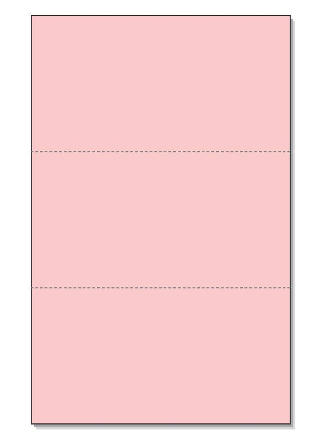 NextDayLabels - Pack of 500 Sheets, 8-1/2 x 11" Letter Size Perforated Paper (Pink, Perf @ 3-2/3" and 7-1/3") - Image 1