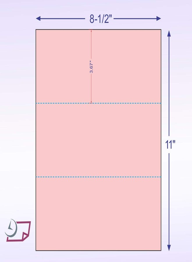 NextDayLabels - Pack of 500 Sheets, 8-1/2 x 11" Letter Size Perforated Paper (Pink, Perf @ 3-2/3" and 7-1/3") - Image 2