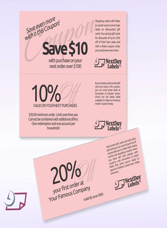 NextDayLabels - Pack of 500 Sheets, 8-1/2 x 11" Letter Size Perforated Paper (Pink, Perf @ 3-2/3" and 7-1/3") - Image 3
