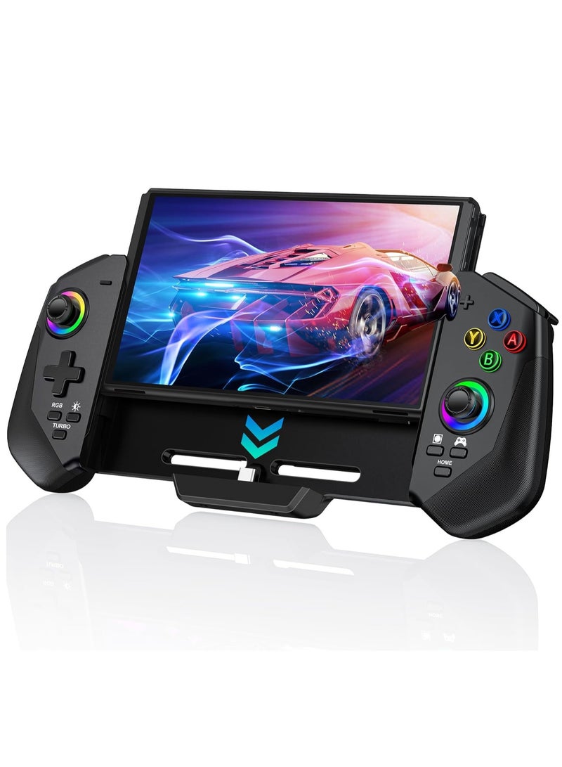 Hall Joystick Switch Controllers with RGB Light and Turbo Function, Wired Pro Remote for Nintendo Switch and OLED, Dual Motor Joypad with 4 Game Slots - Image 1