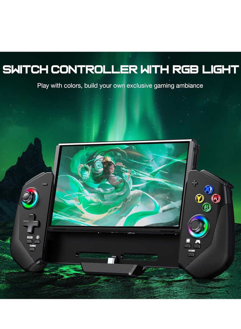 Hall Joystick Switch Controllers with RGB Light and Turbo Function, Wired Pro Remote for Nintendo Switch and OLED, Dual Motor Joypad with 4 Game Slots - Image 4